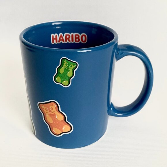 Haribo Gummy Bears Coffee Tea Mug Cup Blue Collectible Colourful Gold Gummies - Picture 2 of 11